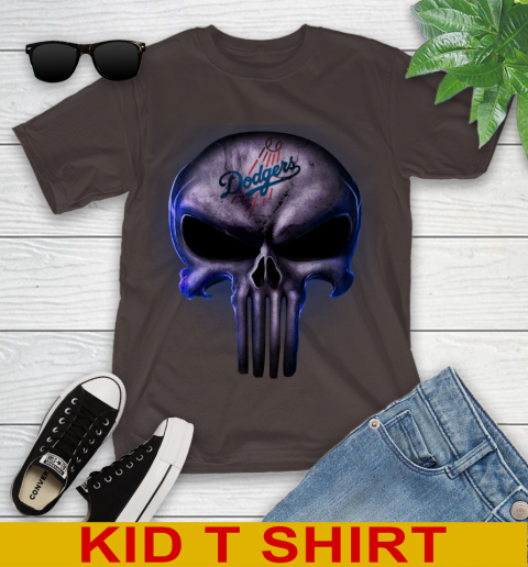 Los Angeles Dodgers MLB Baseball Punisher Skull Sports Youth T-Shirt 6