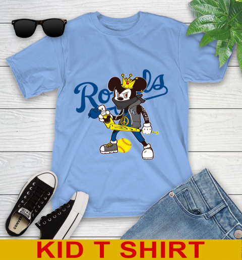 Kansas City Royals MLB Baseball Mickey Peace Sign Sports Youth T-Shirt 11