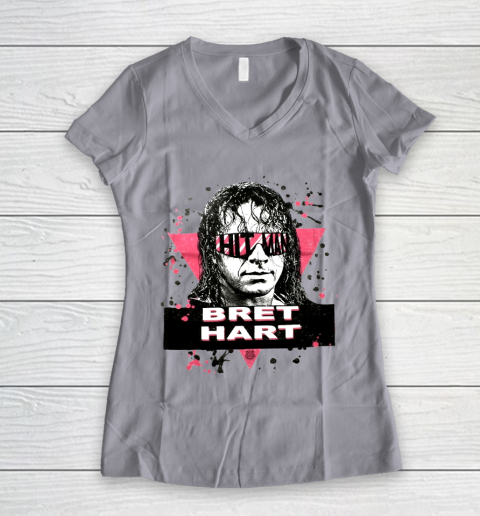 Hit man Bret Hart Hit Man WWE for fans and lovers Women's V-Neck T-Shirt 2