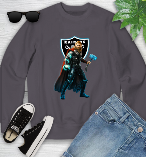 NFL Thor Avengers Endgame Football Oakland Raiders Youth Sweatshirt 6