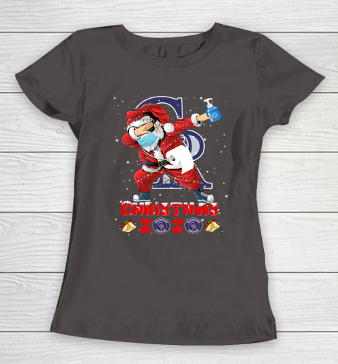 Colorado Rockies Funny Santa Claus Dabbing Christmas 2020 MLB Women's T-Shirt 7