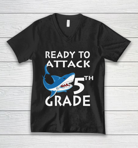 Back To School Shirt Ready to attack 5th grade 1 V-Neck T-Shirt