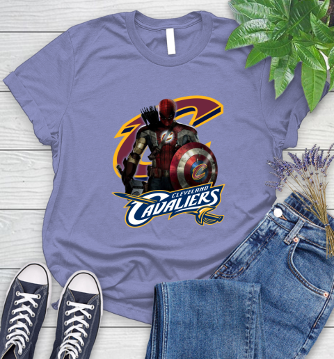 Cleveland Cavaliers NBA Basketball Captain America Thor Spider Man Hawkeye Avengers Women's T-Shirt 11