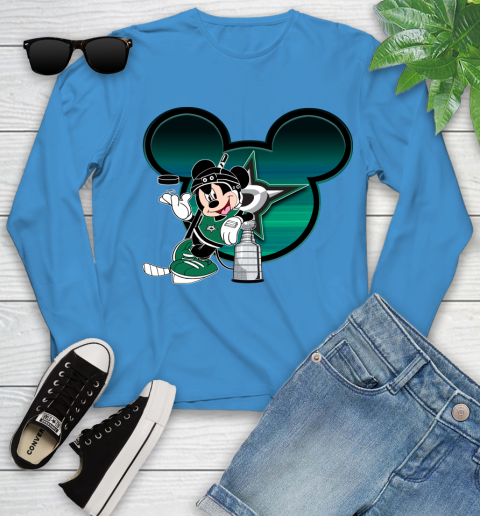 NHL Dallas Stars Stanley Cup Mickey Mouse Disney Hockey T Shirt Youth Long Sleeve 7