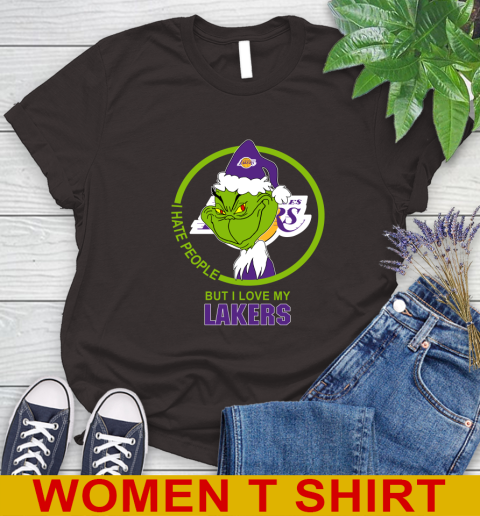 Los Angeles Lakers NBA Christmas Grinch I Hate People But I Love My Favorite Basketball Team Women's T-Shirt 8