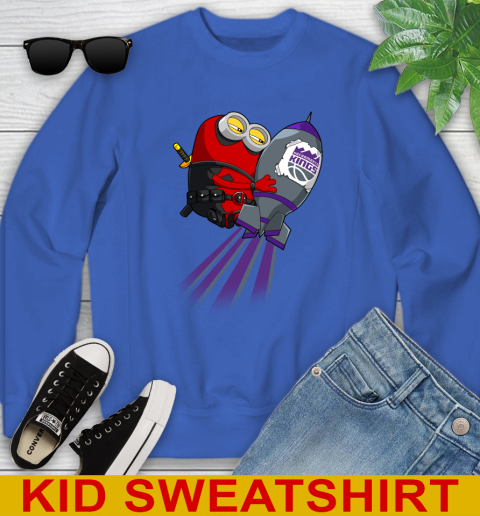 NBA Basketball Sacramento Kings Deadpool Minion Marvel Shirt Youth Sweatshirt 6