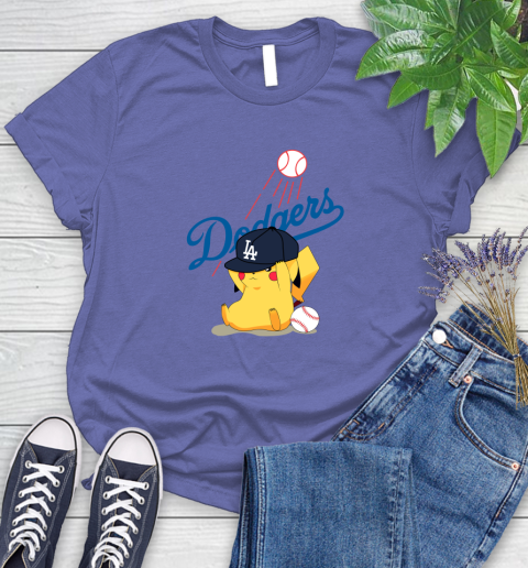 MLB Pikachu Baseball Sports Los Angeles Dodgers Women's T-Shirt 11