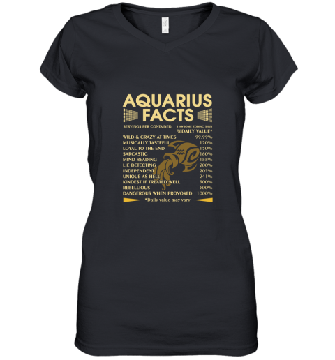 Zodiac Aquarius Facts Awesome Zodiac Sign Daily Value Women's V-Neck T-Shirt
