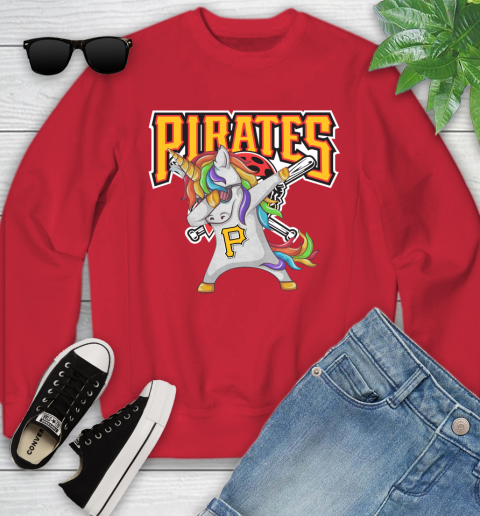 Pittsburgh Pirates MLB Baseball Funny Unicorn Dabbing Sports Youth Sweatshirt 9
