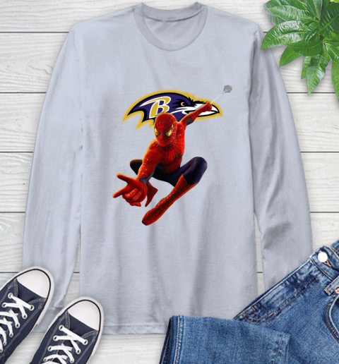 NFL Spider Man Avengers Endgame Football Baltimore Ravens Long Sleeve T-Shirt 6