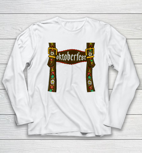 Oktoberfest Lederhosen Costume Cute German Bavarian Long Sleeve T-Shirt