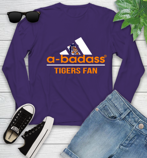 MLB A Badass Detroit Tigers Fan Adidas Baseball Sports Youth Long Sleeve - Image 5