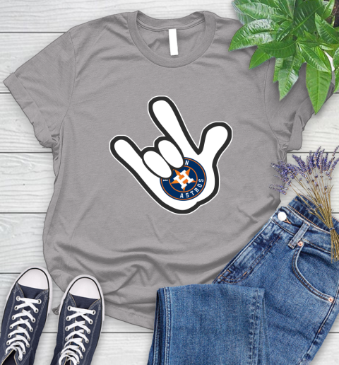 Houston Astros MLB Baseball Mickey Rock Hand Disney Women's T-Shirt 5