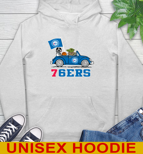 NBA Basketball Philadelphia 76ers Darth Vader Baby Yoda Driving Star Wars Shirt Hoodie