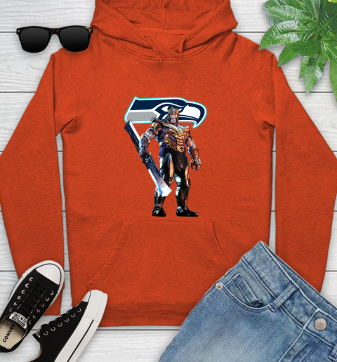 NFL Thanos Gauntlet Avengers Endgame Football Seattle Seahawks Youth Hoodie 5