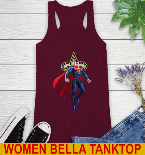 NFL Superman DC Sports Football New Orleans Saints Racerback Tank 3