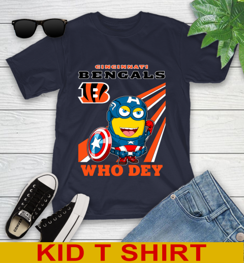 NFL Football Cincinnati Bengals Captain America Marvel Avengers Minion Shirt Youth T-Shirt 2