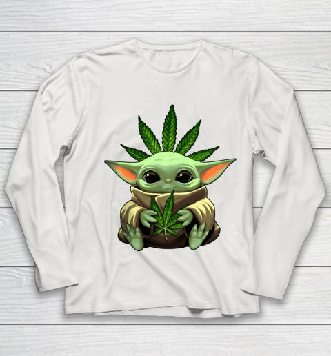 Baby Yoda Hug Marijuana Canabis Youth Long Sleeve 11