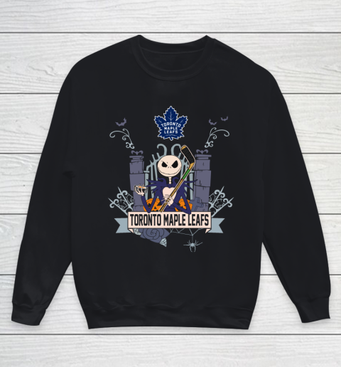 NHL Toronto Maple Leafs Hockey Jack Skellington Halloween Youth Sweatshirt