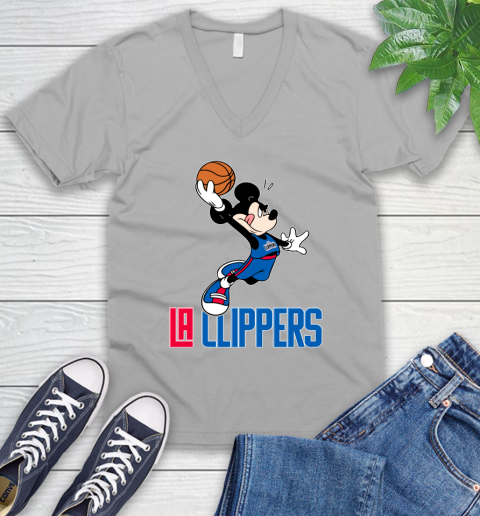 NBA Basketball LA Clippers Cheerful Mickey Mouse Shirt V-Neck T-Shirt 4