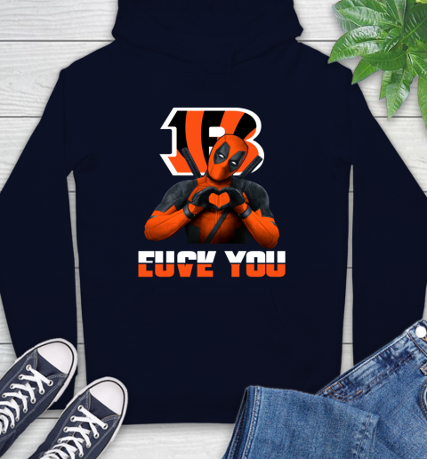 NHL Cincinnati Bengals Deadpool Love You Fuck You Football Sports Hoodie 3