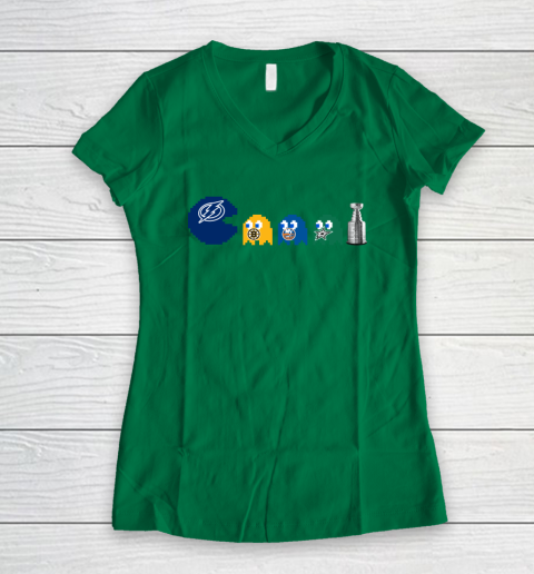 Tampa Bay Lightning x Pacman Create History For Stanley Cup Women's V-Neck T-Shirt 5