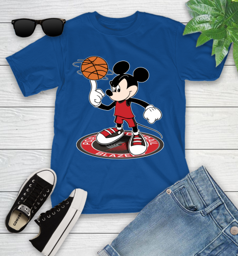 NBA Basketball Portland Trail Blazers Cheerful Mickey Disney Shirt Youth T-Shirt 9
