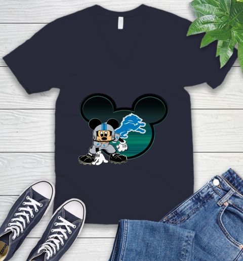 NFL Detroit Lions Mickey Mouse Disney Football T Shirt V-Neck T-Shirt 3
