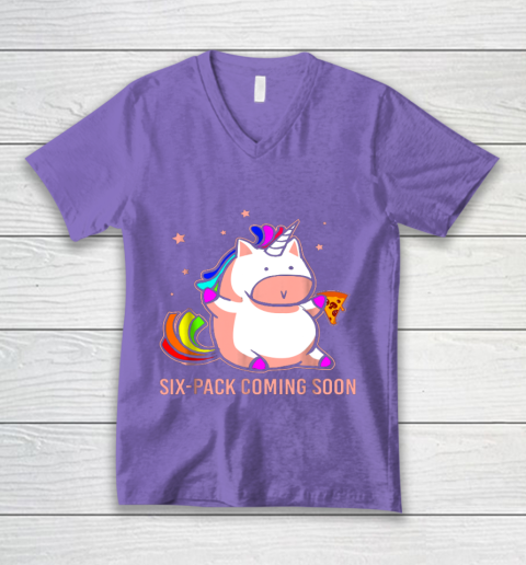 Unicorn Six Pack Funny Cute Shirt Coming Soon Fat Unicorn V-Neck T-Shirt 8