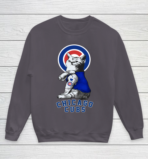 MLB Baseball My Cat Loves Chicago Cubs Youth Sweatshirt