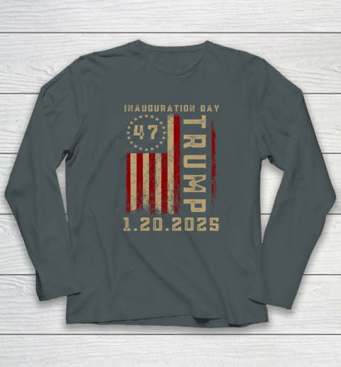 Donald Trump Inauguration Day 2025 47th President 47 US Flag Long Sleeve T-Shirt 3