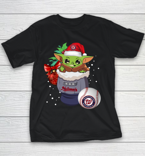 Washington Nationals Christmas Baby Yoda Star Wars Funny Happy MLB Youth T-Shirt 2
