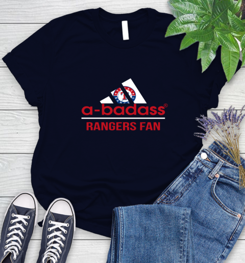MLB A Badass Texas Rangers Fan Adidas Baseball Sports Women's T-Shirt 2