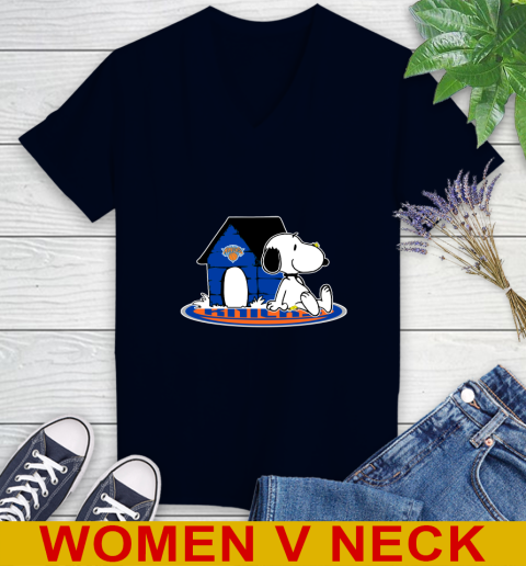 NBA Basketball New York Knicks Snoopy The Peanuts Movie Shirt Women's V-Neck T-Shirt 3