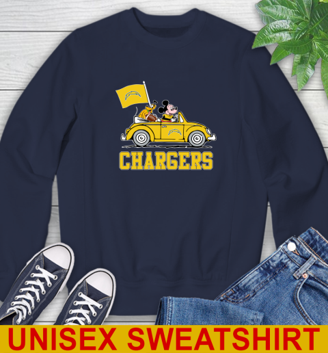 NFL Football Los Angeles Chargers Pluto Mickey Driving Disney Shirt Sweatshirt 3