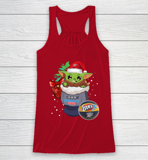 Oklahoma City Thunder Christmas Baby Yoda Star Wars Funny Happy NBA Racerback Tank 5