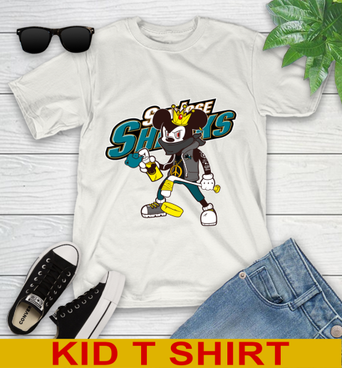 San Jose Sharks NHL Hockey Mickey Peace Sign Sports Youth T-Shirt