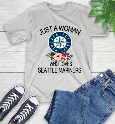 MLB Just A Woman Who Loves Seattle Mariners Baseball Sports T-Shirt