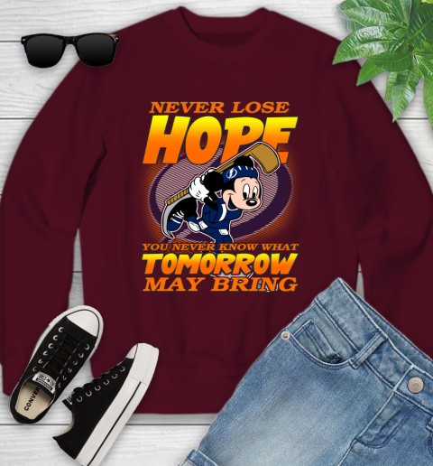 Tampa Bay Lightning NHL Hockey ootball Mickey Disney Never Lose Hope Youth Sweatshirt 4