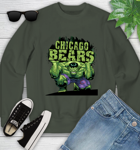 Chicago Bears NFL Football Incredible Hulk Marvel Avengers Sports Youth  Sweatshirt