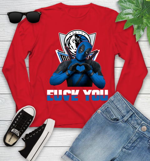 NBA Dallas Mavericks Deadpool Love You Fuck You Basketball Sports Youth Long Sleeve 11