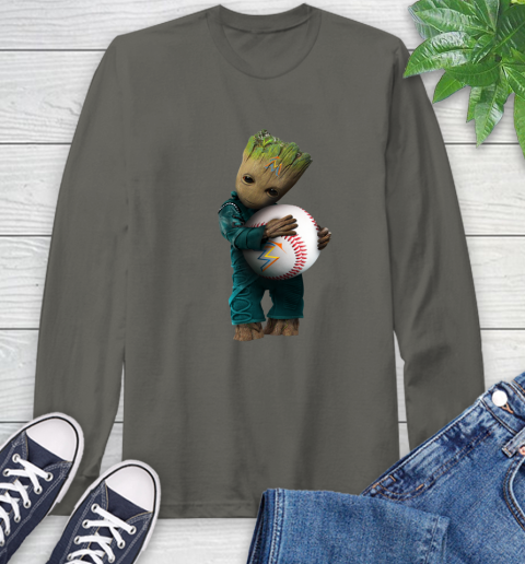 MLB Groot Guardians Of The Galaxy Baseball Sports Miami Marlins Long Sleeve T-Shirt 8