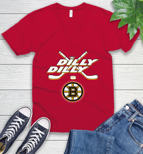 NHL Boston Bruins Dilly Dilly Hockey Sports V-Neck T-Shirt 8