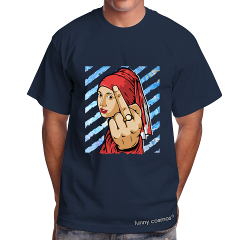 Air Jordan 1 Letterman Matching Sneaker Tshirt The girl With The Pearl Earing Middle Finger Black and Red Jordan Tshirt