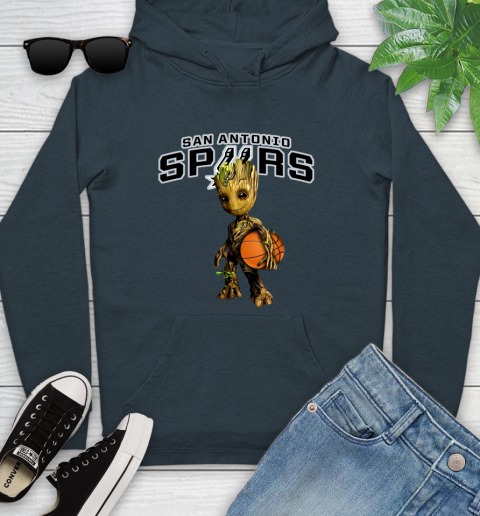 San Antonio Spurs NBA Basketball Groot Marvel Guardians Of The Galaxy Youth Hoodie 8