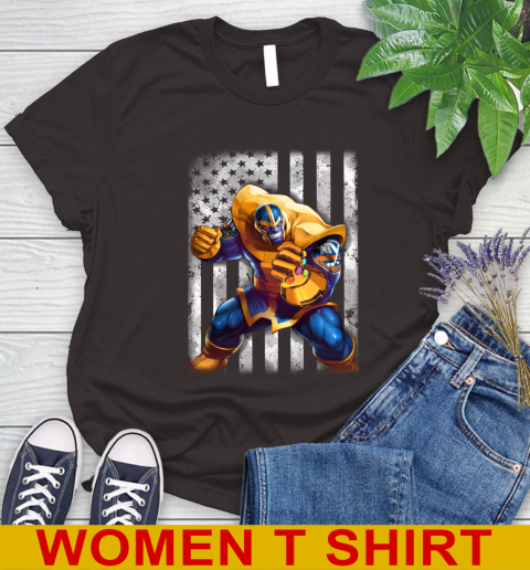 NHL Hockey New York Islanders Thanos Marvel American Flag Shirt Women's T-Shirt 9