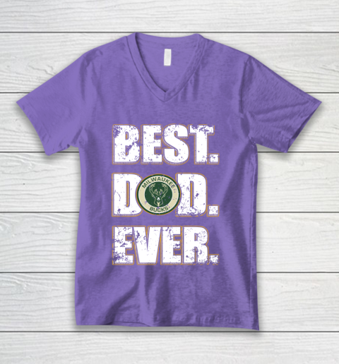 NBA Milwaukee Bucks Basketball Best Dad Ever Family Shirt V-Neck T-Shirt 8
