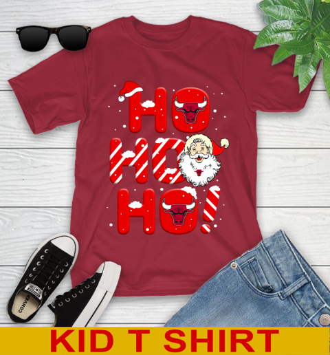 Chicago Bulls NBA Basketball Ho Ho Ho Santa Claus Merry Christmas Shirt Youth T-Shirt 12