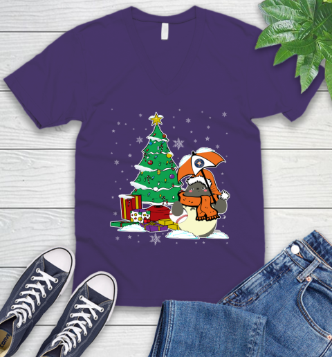 Houston Astros MLB Baseball Cute Tonari No Totoro Christmas Sports V-Neck T-Shirt 9