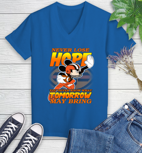 Cleveland Browns NFL Football Mickey Disney Never Lose Hope Women's V-Neck T-Shirt 10